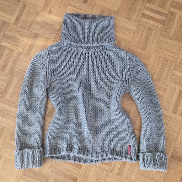 Miss Sixty Wool Alpaca Knit Turtleneck Sweater Taupe Grey Small - Picture 3 of 15